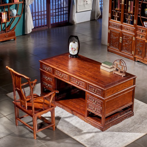 仿古中式書(shū)桌榆木(mù)寫字台01