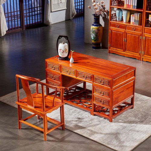 中式仿古榆木(mù)書(shū)桌電(diàn)腦(nǎo)桌03