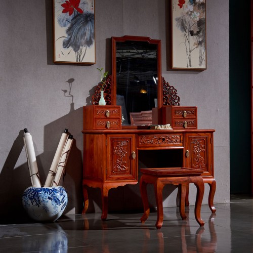 榆木(mù)梳妝台仿古帶鏡化(huà)妝台桌03