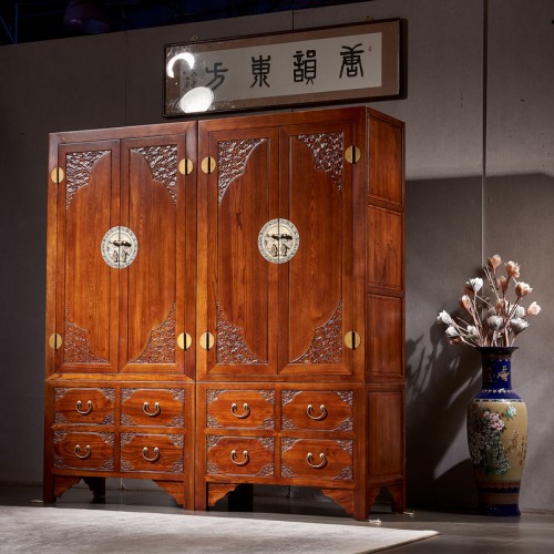 榆木(mù)現(xiàn)代中式四門(mén)對(duì)開(kāi)衣櫃07