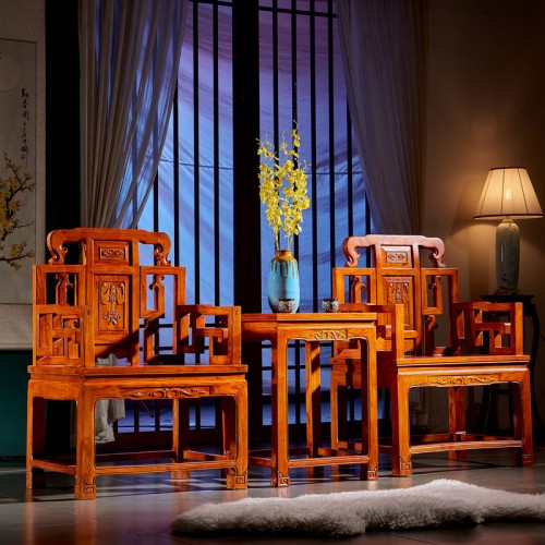 實木(mù)靠背圈椅榆木(mù)皇宮椅太師(shī)椅三件(jiàn)套 05